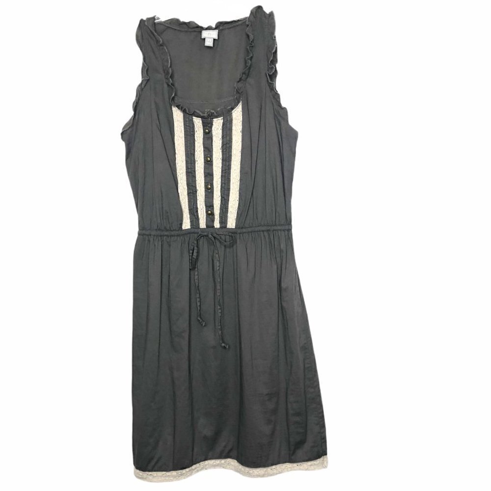 Converse - 100% Cotton Sleeveless Dress Military Green Ivory Lace Trim - Size XS